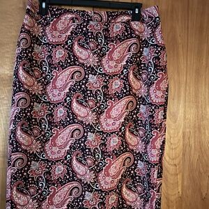 Talbots Pink and Black Paisley Pencil Skirt